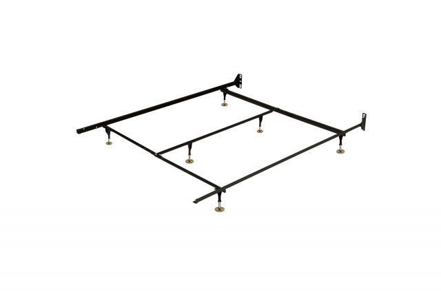 Metal bed frame with 6 adjustable legs