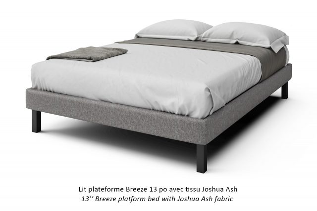 Lit plateforme Breeze 13 po avec tissu Joshua Ash / 13'' Breeze Platform Bed with Joshua Ash Fabric