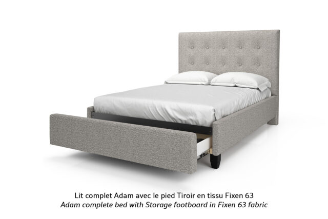 lit Adam avec pied tiroir en tissu Fixen 63