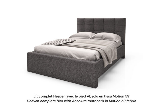 Base de lit rembourrée Heaven avec un pied Absolu en tissu gris foncé
