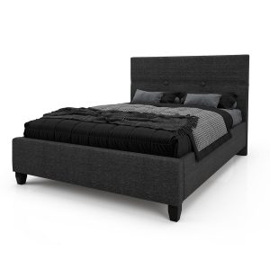 London Upholstered Bed with Woodland Footboard in black Fabric