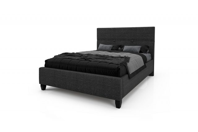 London Upholstered Bed with Woodland Footboard in black Fabric