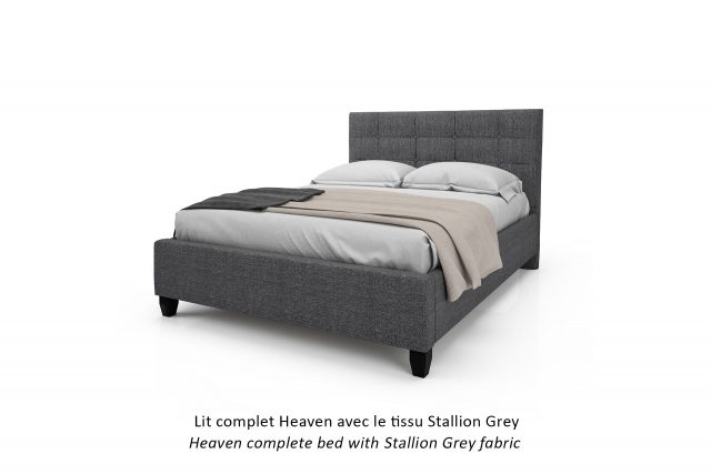 Lit rembourré Heaven avec tissu Stallion Grey / Heaven Upholstered Bed with Stallion Grey Fabric