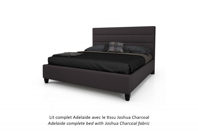 Lit rembourré Adelaide avec tissu Joshua Charcoal / Adelaide Upholstered Bed with Joshua Charcoal Fabric