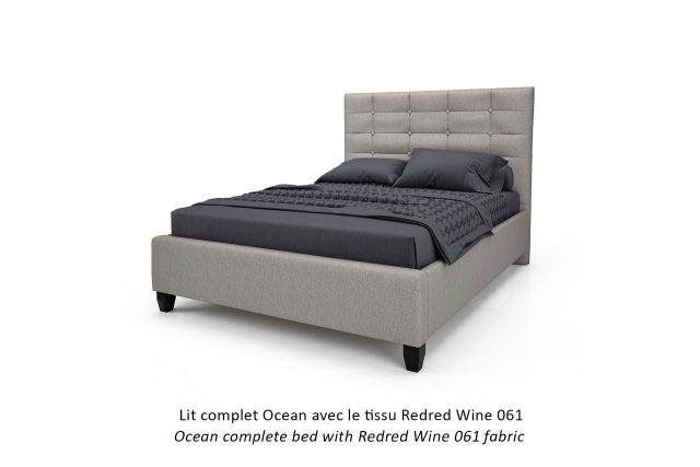 Lit rembourré Ocean avec tissu Redred Wine 061 / Ocean Upholstered Bed with Redred Wine 061 Fabric