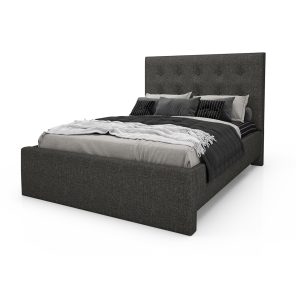 Upholstered bed base Adam with Absolute footboard in dark gray fabric