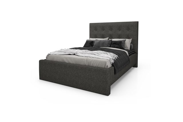 Upholstered bed base Adam with Absolute footboard in dark gray fabric
