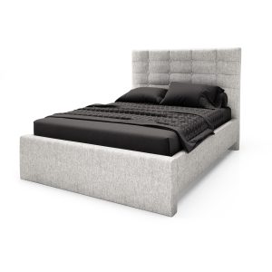 Upholstered bed base Ocean with Absolute footboard in light gray fabric